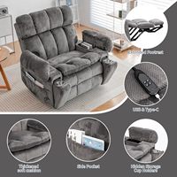 Fauteuil inclinable électrique extra large Zuacs, moderne, adapté aux personnes âgées, double moteur, tissu, appui-tête réglable, massage chauffant, repose-pieds en métal