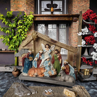 Cadeaux de Noël Creative Maison En Bois Manger Ornement De Naissance Salle D'étude Décoration Résine Artisanat