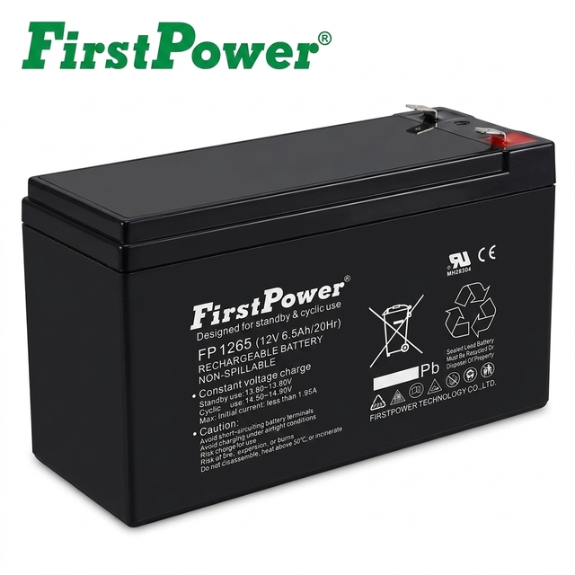 FirstPower FP1265 VRLA Battery 12V6.5Ah for UPS & Boats-Stable Cycle Performance Fire Protection Emergency Lighting