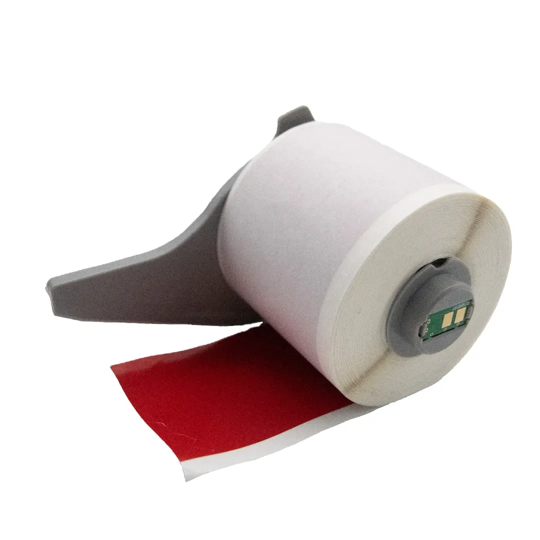 JYoung Compatible M7C-2000-595-RD black on red Self-Laminating Vinyl Labels With Matte Finish For BMP71 Label Printer