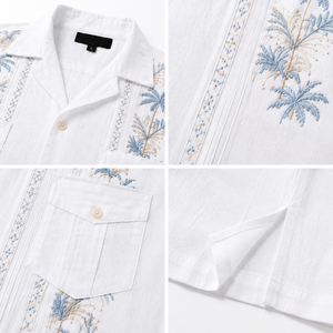 Camisas Guayaberas para Hombre, Manga Larga, Cuello Cubano, Algodón y Lino, Bordadas, 4 Bolsillos, Camisa de Playa, Logotipo Personalizado - Product Image 2