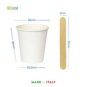 Bicchieri in Cartone Bianco 90ml di Alta Qualità, Bicchieri Monouso in Pura Cellulosa - Product Image 2