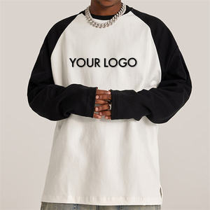 เสื้อยืดแขนยาวผ้าคอตตอนออแกนิกทรงโอเวอร์ไซส์เสื้อยืดพิมพ์โลโก้สีแบบกำหนดเอง - Product Image 1