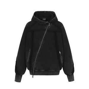 Abbigliamento da <span class=keywords><strong>uomo</strong></span> 2025 autunno New American High Street Trendy Brand tinta unita <span class=keywords><strong>con</strong></span> <span class=keywords><strong>cappuccio</strong></span> Design destrutturato 100% cotone oversize - Product Image 3