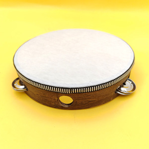 Wholesale Percussion Instruments Black Walnut Color 8 Inch Tambourines Hand <b>Drums</b> for Sale - Product Image 3