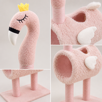 Arbre à chat rose flamant rose, tunnel pour chat, griffoir, lit en peluche, structure d'escalade en sisal pour chats d'intérieur