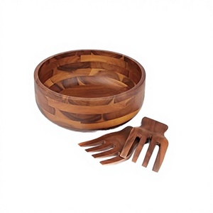 Tazón para Ensalada, Fruta o Sopa de Madera de Acacia Pulida LEXDO, Estilo Americano Ecológico, con Tenedor de Madera para Servir, Artículos de Cocina de Alta Calidad - Product Image 2