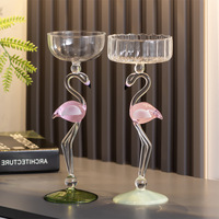 Porte-bougie flamant rose en verre borosilicate de haute qualité, élégant centre de table de mariage, chandelier de luxe pour dîner, décoration intérieure