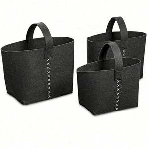 Felt Storage Bag Fireplace Wood Organizer Bags Shopping Basket <b>Magazine</b> <b>Rack</b> Firewood Pocket Home Storage Bags Holder - Product Image 3