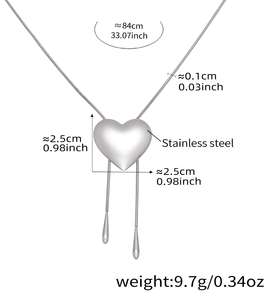 <span class=keywords><strong>สร้อย</strong></span>คอผู้หญิงทันสมัยพร้อมจี้รูปหัวใจแบบดึงออกได้ พื้นผิวเรียบเนียน สายโซ่เชื่อมต่อทันสมัย ทำจากสแตนเลส เครื่องประดับสไตล์ส่วนตัว - Product Image 6
