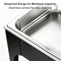 Plat de service carré contemporain en acier inoxydable 9L – Ensemble de plats de maintien au chaud fiables pour la restauration, luxe noir
