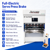 Presse plieuse servo électrique complète, 46T/1250mm, précision ±0,01mm, TECHMATION Industrie 4.0, sans entretien (Mini. 3 tonnes (200 mm)