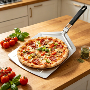 Accesorios <span class=keywords><strong>para</strong></span> Horno de Barbacoa al Aire Libre, 14*16 Pulgadas, Acero Inoxidable 430, Perforado, Mango Plegable de TPR, Espátula <span class=keywords><strong>para</strong></span> Hornear, Pala <span class=keywords><strong>para</strong></span> <span class=keywords><strong>Pizza</strong></span> - Product Image 5