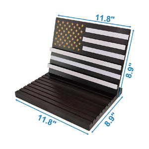 11 rangées militaire défi pièce présentoir support drapeau américain étui en bois, peut contenir - Product Image 2