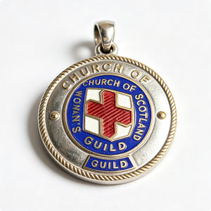 Médaille de la Gilde des Femmes de l'Église d'Écosse, en émail dur plaqué argent, breloque religieuse circulaire - Product Image 5
