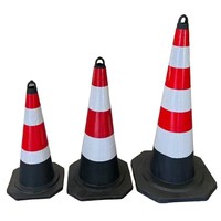 Cono de Tráfico de Goma Resistente de 70 cm con Película Reflectante de Panal de Abeja, Cono de Seguridad Vial de Alta Visibilidad para Construcción de Carreteras