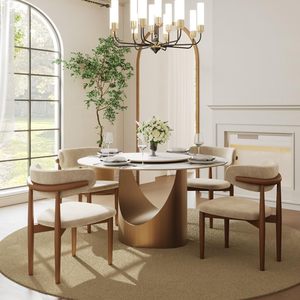 Hiện đại Vòng 6 chỗ ngồi bàn ăn lười biếng <span class=keywords><strong>Susan</strong></span> 47 "Matte trắng đá cẩm thạch hàng đầu cho phòng ăn nhà bếp phòng khách - Product Image 4