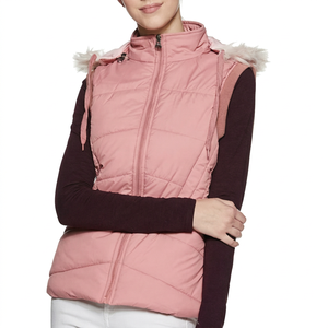 Women's Fashion Sleeveless Puffer Vest Lightweight Quilted Body <b>Warmer</b> with Full Zip Hooded <b>Neck</b> OEM ODM - Product Image 1