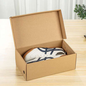 صندوق أحذية للبيع بالجملة بسعر منخفض ومتوفر في المخزون، صندوق كرافت كرتون قابل للطي لأحذية الرجال والنساء، علبة تغليف للتجارة الإلكترونية والشحن السريع - Product Image 6