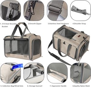 Bolsa de Transporte <span class=keywords><strong>para</strong></span> Mascotas, <span class=keywords><strong>Perros</strong></span> y Gatos, de Lona Suave, Color Gris, Impermeable, Aprobada por Aerolíneas, <span class=keywords><strong>para</strong></span> <span class=keywords><strong>Perros</strong></span> Pequeños y Grandes, Transpirable, <span class=keywords><strong>para</strong></span> Uso en Exteriores - Product Image 5