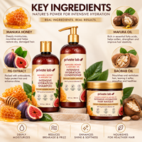 Shampooing hydratant intensif, après-shampoing, masque capillaire, miel de Manuka, huile de Mafura, extrait de figue, huile de baobab pour cheveux secs, abîmés et bouclés