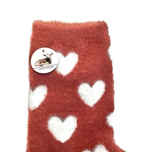 Chaussettes d'hiver en coton thermique tissé avec du spandex, imprimées de Noël, à motif de cœur en fourrure - Product Image 2