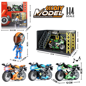 Mini moto en alliage moulé sous pression à l'échelle 1:14 avec <span class=keywords><strong>casque</strong></span> de stationnement simulé LED et musique - Product Image 2