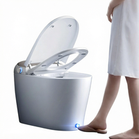 WC intelligent en céramique avec bidet intégré, siège chauffant, chasse d'eau automatique, séchage à l'air, veilleuse, télécommande marche/arrêt, fixation au sol