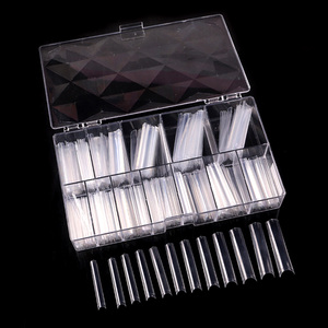 TSZS 360 Uds XXXL puntas de <span class=keywords><strong>uñas</strong></span> cónicas rectas transparentes Extra <span class=keywords><strong>largas</strong></span> sin curva C cuadrado ABS <span class=keywords><strong>uñas</strong></span> postizas para salón de manicura - Product Image 1