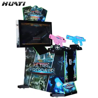 Máquina de Juegos Arcade de Disparos para Niños y Adultos, Operada con Monedas, Construcción de Metal y Plástico, 2 Jugadores, Uso en Interiores, Inglés