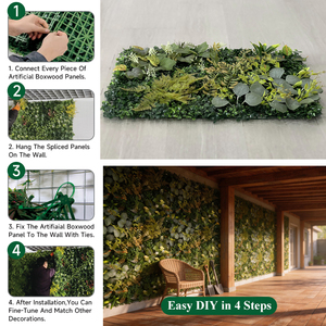 Nouvelle tendance : Panneaux muraux de plantes artificielles réalistes résistants aux UV, 40x60cm, haie verte pour clôture de jardin extérieur et décoration intérieure - Product Image 4