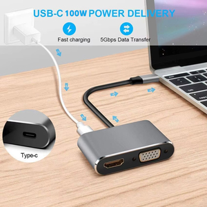 <span class=keywords><strong>USB</strong></span> loại C HUB để HDMI & VGA & 4 trong 1 HDMI 4K 30Hz VGA 1080p 60Hz <span class=keywords><strong>USB</strong></span> C HUB cho máy tính <span class=keywords><strong>USB</strong></span> 3.0 - Product Image 3