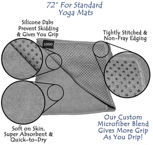 Phòng tập thể dục biểu tượng tùy chỉnh Microfibre thể thao Mat không trượt chống trượt mồ hôi thấm <span class=keywords><strong>Polyester</strong></span> Yoga khăn với Silicone cho Yoga nóng. - Product Image 5
