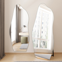 Miroir pleine longueur irrégulier, miroir de sol asymétrique, forme organique sans cadre pour chambre à coucher, salon, décoration intérieure, vente en gros
