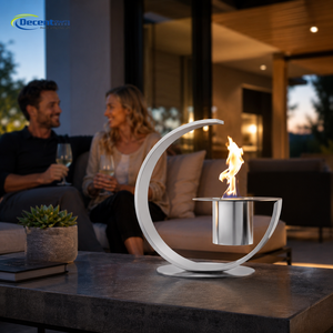 <span class=keywords><strong>Cheminée</strong></span> de table moderne de luxe minimaliste en acier inoxydable en forme de C, au <span class=keywords><strong>bio</strong></span>éthanol, pour jardin extérieur et foyer de camping - Product Image 1