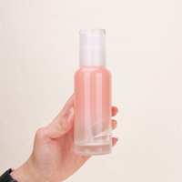 Emballage en verre cosmétique rose brillant 50 ml, flacon en verre à fond épais sérigraphié pour huile essentielle, crème de soin de la peau, gouttes pour les yeux