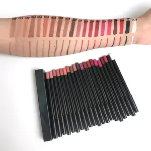 Groothandel Aangepaste Logo Roze Donkerbruine Zwarte Waterdichte Lipliner Potlood Crème Lip Liner Op Maat Gemaakte Private Label Lipliners