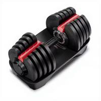 DINUO Paire d'haltères réglables en acier 40 kg/90 lb avec base de rangement, système de verrouillage multi-poids, gain de place, pour entraînement des bras à domicile