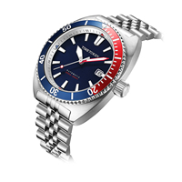TIME TOKEN Diver 20 BAR Étanche Mode Hommes D'affaires Montre Mécanique Lumineux En Acier Inoxydable Date Bleu et Rouge Montre-Bracelet