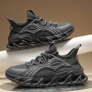 Chaussures de sport décontractées pour hommes avec empeigne en PU, semelle antidérapante, confort amorti, coupe basse, design à lacets, portables toute la journée, robustes et souples - Product Image 3