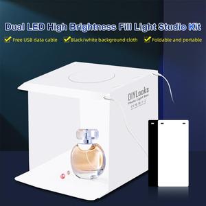 Kit Tenda Fotografica Portatile Pieghevole DIY di Alta Qualità, 20cm con 2 Pannelli LED, 1100LM, per Studio Fotografico - Product Image 2