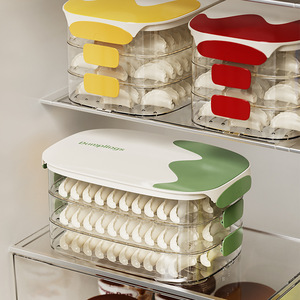 Frozen Dumpling Storage Box Rectangle Clip-On Lid Airtight Stackable Food Grade <b>Refrigerator</b> <b>Container</b> - Product Image 4