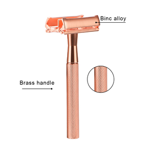 <span class=keywords><strong>Rasoir</strong></span> de sécurité à double tranchant pour femmes RTS en or rose, tête <span class=keywords><strong>papillon</strong></span>, lame à double tranchant, manche long - Product Image 2