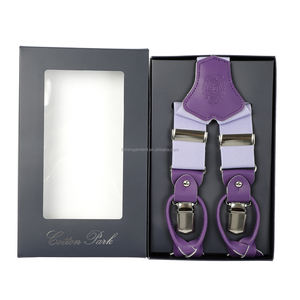 <span class=keywords><strong>Tirantes</strong></span> de Cuero Morado Dividido Hechos a Medida, Color Sólido, Tipo Y, con Tres Clips, para Ropa de Moda Masculina - Product Image 1