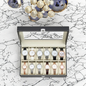 Boîte de présentation de montres de luxe, étui de rangement en cuir pour 12 montres avec fenêtre transparente, boîte organisatrice pour collectionneur de montres-bracelets - Product Image 3