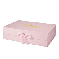 Boîte Cadeau de Mariage de Luxe Haut de Gamme Carrée Bleu Clair Rose Ruban Personnalisable Couvercle Magnétique Estampé Demoiselle d'Honneur Carton