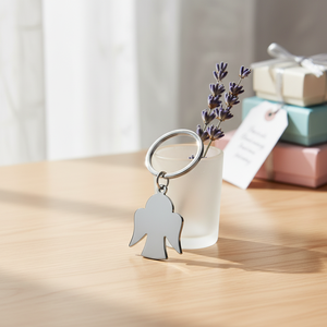 One Angelet <b>Metal</b> <b>Key</b> <b>Chain</b> Silver Finish Angel Shape Charm Keyring - Product Image 3