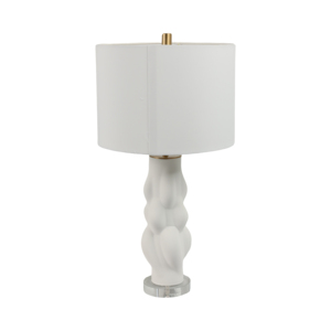 Lampada da Tavolo 3D Scolpita con Base in Gres e Paralume Classico in Tessuto, Decorativa per Camera da Letto e Soggiorno - Product Image 4