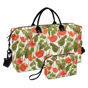 Nueva Llegada, Bolsa de Viaje con Diseño de Flores Tropicales Hawaianas y Logotipo Personalizado, Juego de Maletas Ligeras con Bolsa de Aseo - Product Image 1