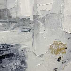 100% phòng khách vẽ tay trang trí màu đen và trắng hiện đại vải kích thước lớn lá vàng nghệ thuật sơn dầu trừu tượng - Product Image 6